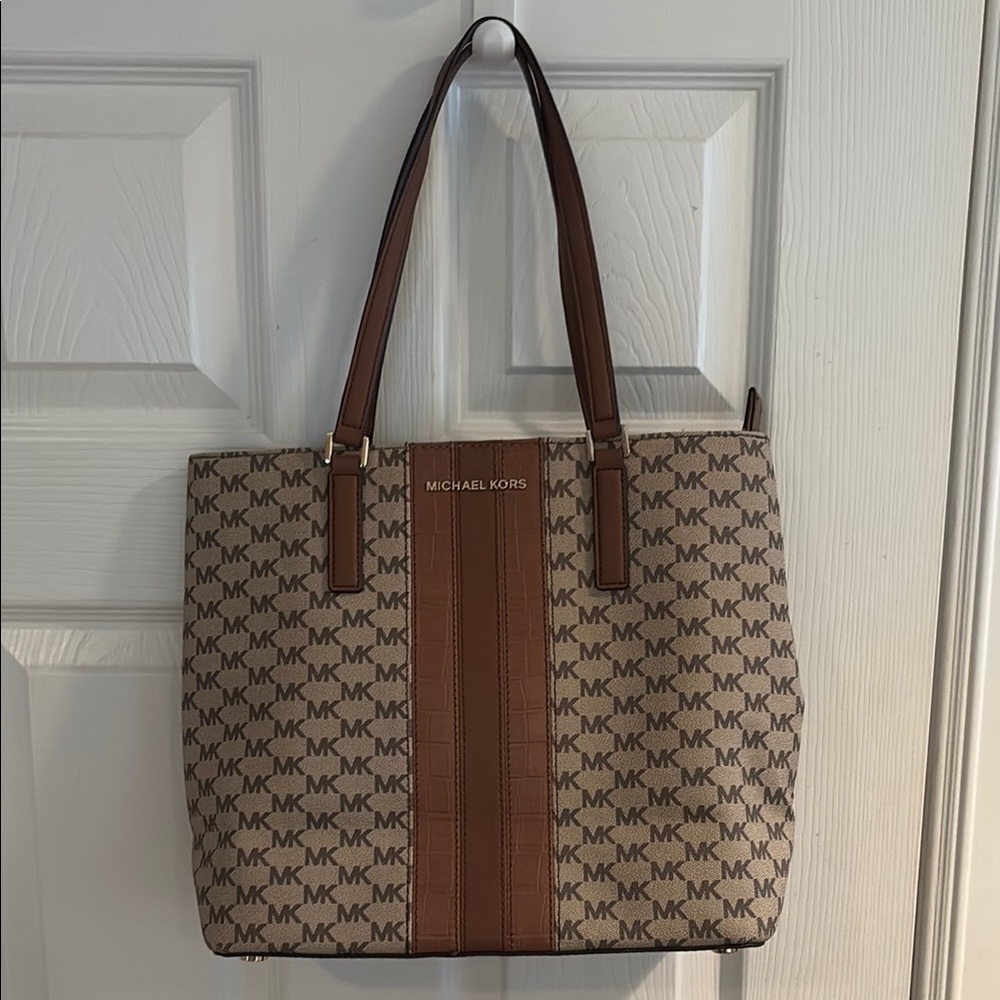 Michael Kors Brown Leather Stripe Tote